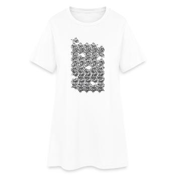 Poisson monochrome répété - Robe T-shirt Femme - blanc - Devant