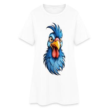 Un coq à plumes bleues - Robe T-shirt Femme - blanc - Devant