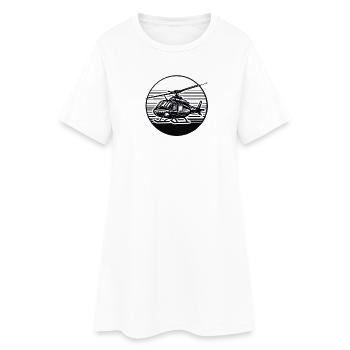 Hélicoptère en noir et blanc - Robe T-shirt Femme - blanc - Devant