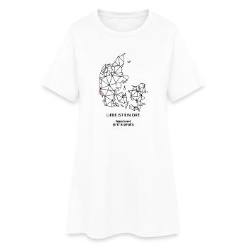 Dänemark Umriss - Vejers Strand - mit Koordinaten - Frauen T-Shirt-Kleid - Weiß - Vorne