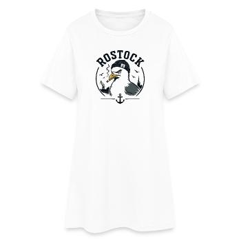 Rostock Möwe mit Pfeife - Frauen T-Shirt-Kleid - Weiß - Vorne
