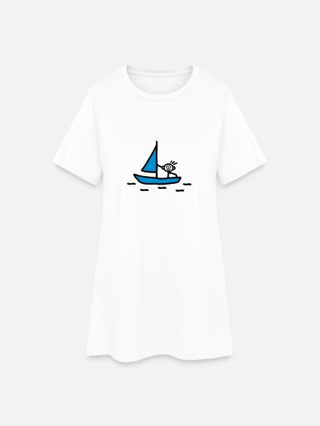 Strichmännchen segeln - V2 - Frauen T-Shirt-Kleid - Weiß