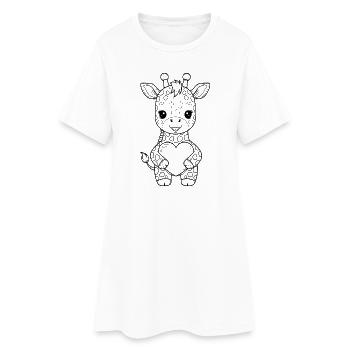 Girafe au cœur – motif d’animal mignon - Robe T-shirt Femme - blanc - Devant