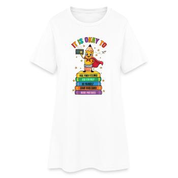 Es ist okay, Welttag der psychischen Gesundheit - Frauen T-Shirt-Kleid - Weiß - Vorne