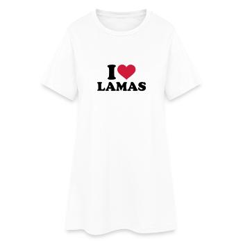 Lama - Frauen T-Shirt-Kleid - Weiß - Vorne