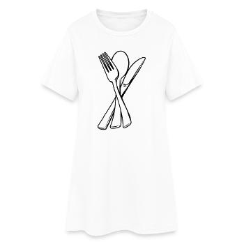 Knife fork and spoon transparent - Women’s T-Shirt Dress - white - Front