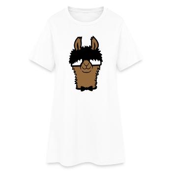 Lama Nerd Geek Hornglasses Noeud papillon Drôle Alpaga Mignon - Robe T-shirt Femme - blanc - Devant