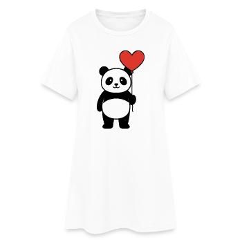 Panda avec ballon en cœur - Doux amour & Saint-Valentin - Robe T-shirt Femme - blanc - Devant