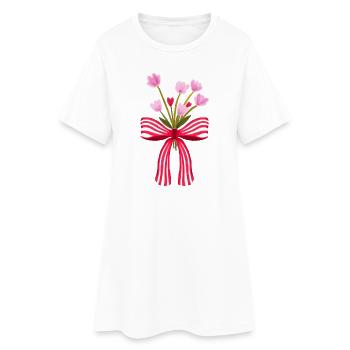 Fleurs aquarelles avec nœud - Robe T-shirt Femme - blanc - Devant