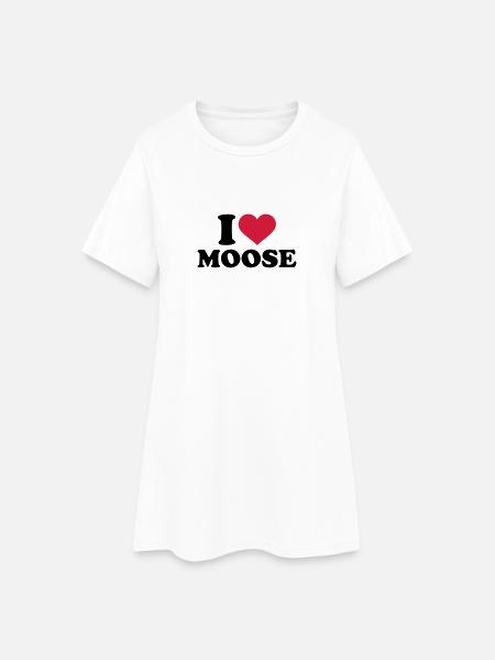 I love Moose - Robe T-shirt Femme - blanc