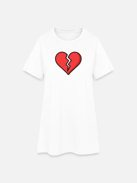 Gebrochenes Herz - Frauen T-Shirt-Kleid - Weiß