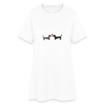 deux teckels s’embrassant , idée cadeau, poster - Robe T-shirt Femme - blanc - Devant