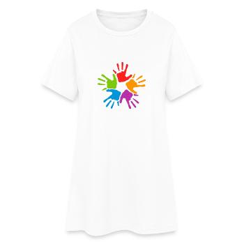 Mains colorées - Robe T-shirt Femme - blanc - Devant