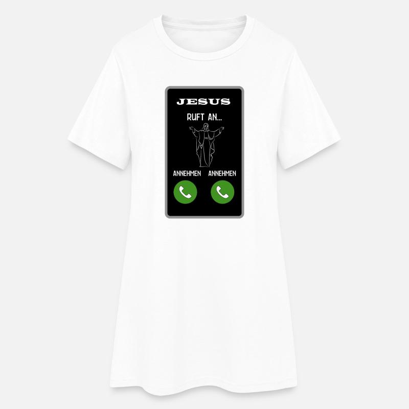 Jesus ruft an - Frauen T-Shirt-Kleid - Weiß