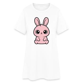 Kawaii Bunny Grands Yeux Roses Mignons - Robe T-shirt Femme - blanc - Devant
