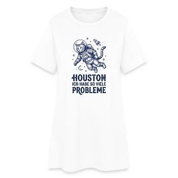 Astronauten Katze Houston so viele Probleme - Frauen T-Shirt-Kleid - Weiß - Vorne