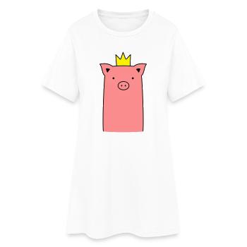 Truie cochon cochon avec cadeau couronne - Robe T-shirt Femme - blanc - Devant