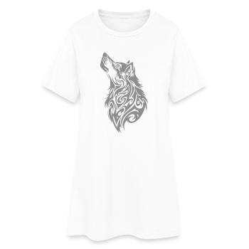 Nordic Wolf Tribal Tattoo - Women’s T-Shirt Dress - white - Front