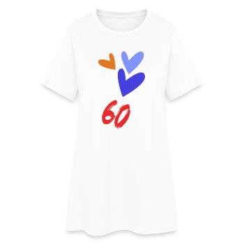 60. 60 ANS. 60e ANNIVERSAIRE. ANNIVERSAIRE 60 ANS. - Robe T-shirt Femme - blanc - Devant