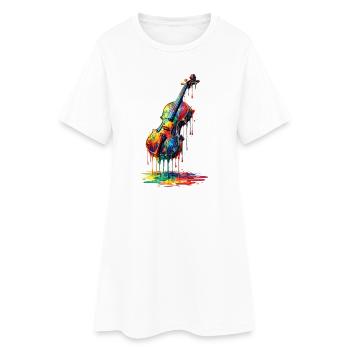 Violin with dripping paint - Women’s T-Shirt Dress - white - Front