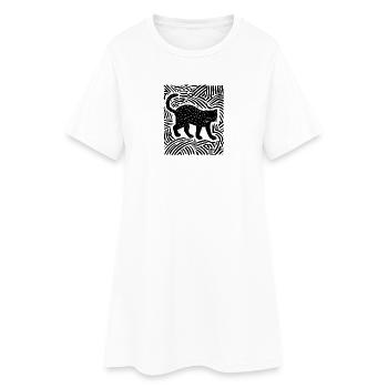 Chat Noir Psychédélique - Robe T-shirt Femme - blanc - Devant
