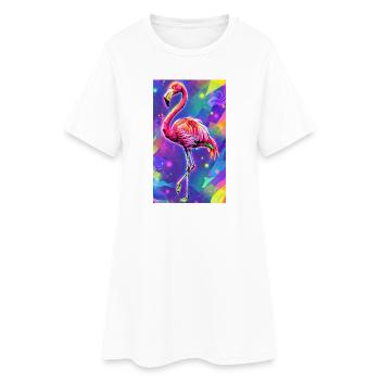 Flamant - Robe T-shirt Femme - blanc - Devant