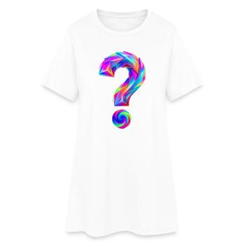 Fragezeichen - Frauen T-Shirt-Kleid - Weiß - Vorne