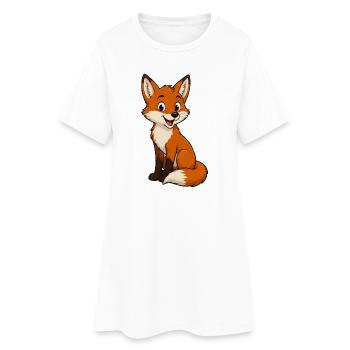 Kuschelfuchs Cartoon - Frauen T-Shirt-Kleid - Weiß - Vorne