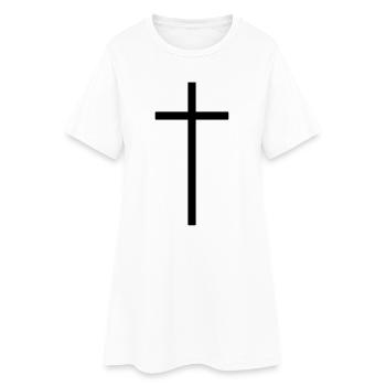 Kreuz - Frauen T-Shirt-Kleid - Weiß - Vorne