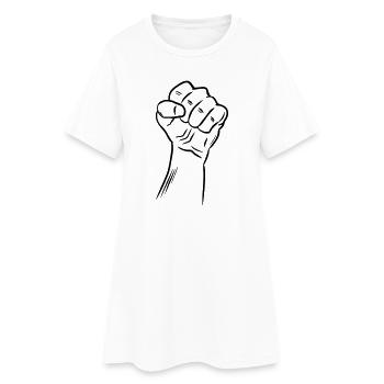 Poing / Poing levé / Révolution / Défi - Robe T-shirt Femme - blanc - Devant