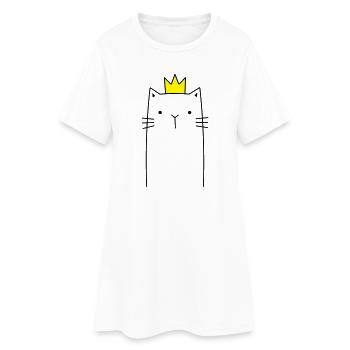 Cat with crown Prince princess gift - Women’s T-Shirt Dress - white - Front