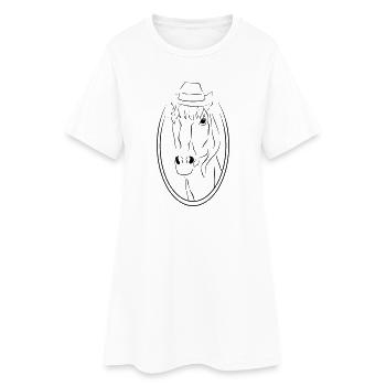 Cooles Pony - Frauen T-Shirt-Kleid - Weiß - Vorne