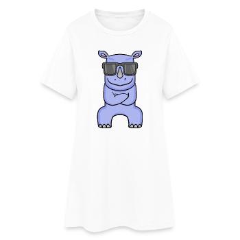 rhinocéros cool - rhinocéros avec lunettes de soleil - Robe T-shirt Femme - blanc - Devant