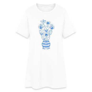 Linien-Blumenstrauß mit Stern - Frauen T-Shirt-Kleid - Weiß - Vorne