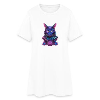 Cyberkatze mit futuristischem Design - Frauen T-Shirt-Kleid - Weiß - Vorne