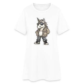 Licorne Hiver frais - Robe T-shirt Femme - blanc - Devant