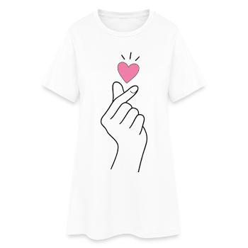 Cœur de doigt K-Pop - Robe T-shirt Femme - blanc - Devant