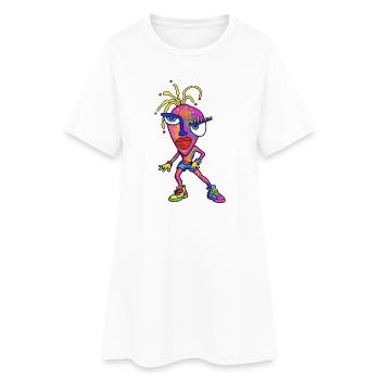 Portrait de dessin animé néon sauvage - Robe T-shirt Femme - blanc - Devant