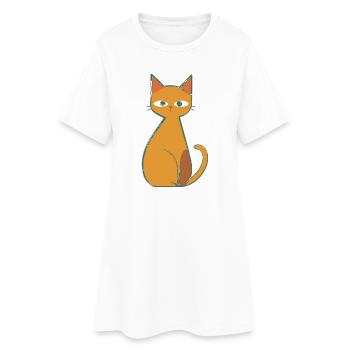 Lässig Wie Eine Katze - Frauen T-Shirt-Kleid - Weiß - Vorne