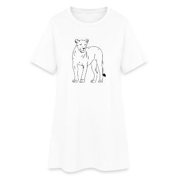 Lion - Löwe - Löwin - Frauen T-Shirt-Kleid - Weiß - Vorne