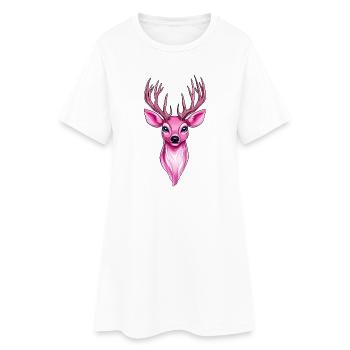 pink rosa Fantasy Reh - Frauen T-Shirt-Kleid - Weiß - Vorne
