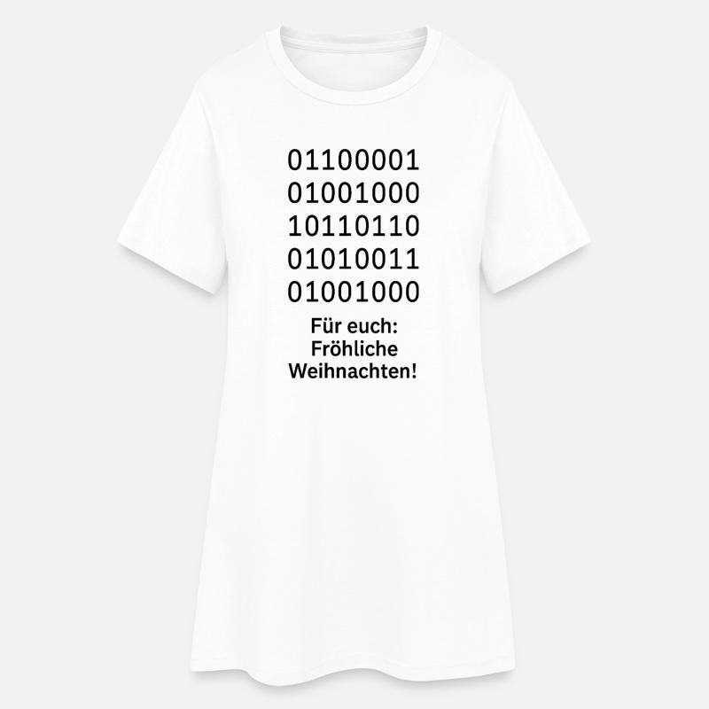 Binary Code Weihnachtszauber - Frauen T-Shirt-Kleid - Weiß