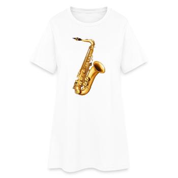 Motif du saxophone doré - Robe T-shirt Femme - blanc - Devant