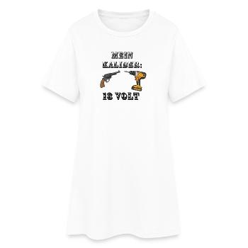 Mein Kaliber: 18 Volt – Handwerker Shirt - Frauen T-Shirt-Kleid - Weiß - Vorne