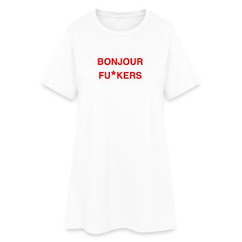 Bonjour Rebel Typo Graphic - Frauen T-Shirt-Kleid - Weiß - Vorne