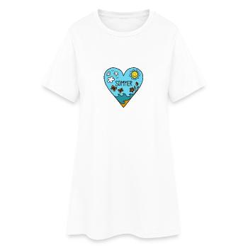Sommer Herz, Wellen, Meer, Sonne, Urlaub, Maritim - Frauen T-Shirt-Kleid - Weiß - Vorne