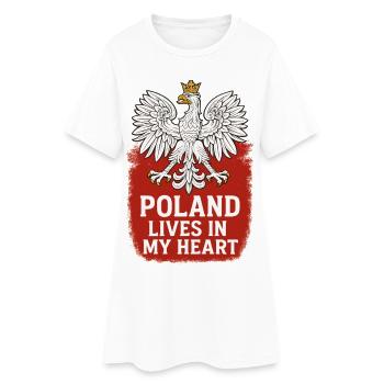 Polen lebt in meinem Herzen Weißer Adler Polska - Frauen T-Shirt-Kleid - Weiß - Vorne