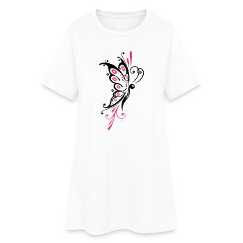 Papillon filigrané, ailes, tatouage tribal - Robe T-shirt Femme - blanc - Devant