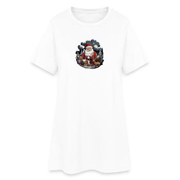 Santa Claus Reindeer - Women’s T-Shirt Dress - white - Front