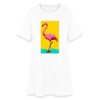 Flamant - Robe T-shirt Femme - blanc - Devant